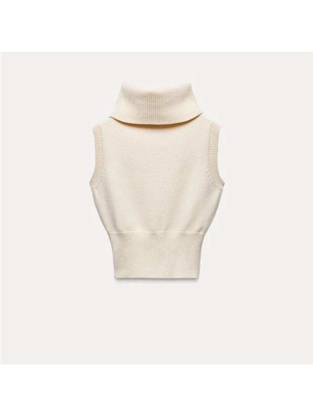 Zara Sleeveless Turtleneck Knit Vest - Cream